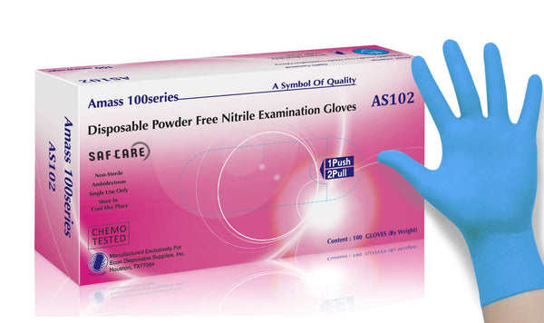 AMASS® Powder Free Nitrile Medical Examination Gloves (Case of 1,000) - 4.0 Mil