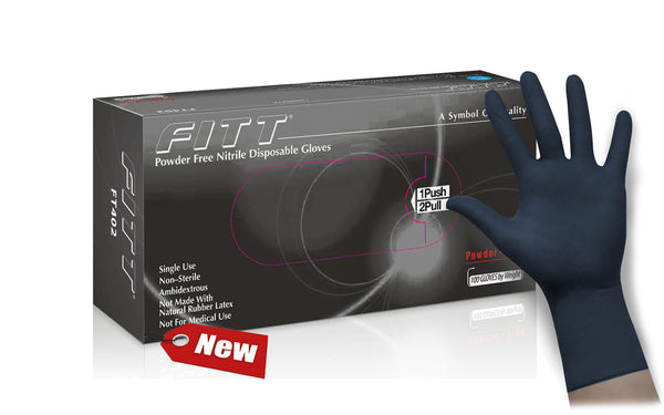 FITT® General Purpose Powder Free Black Nitrile Gloves (Case of 1,000) - 5.0 Mil
